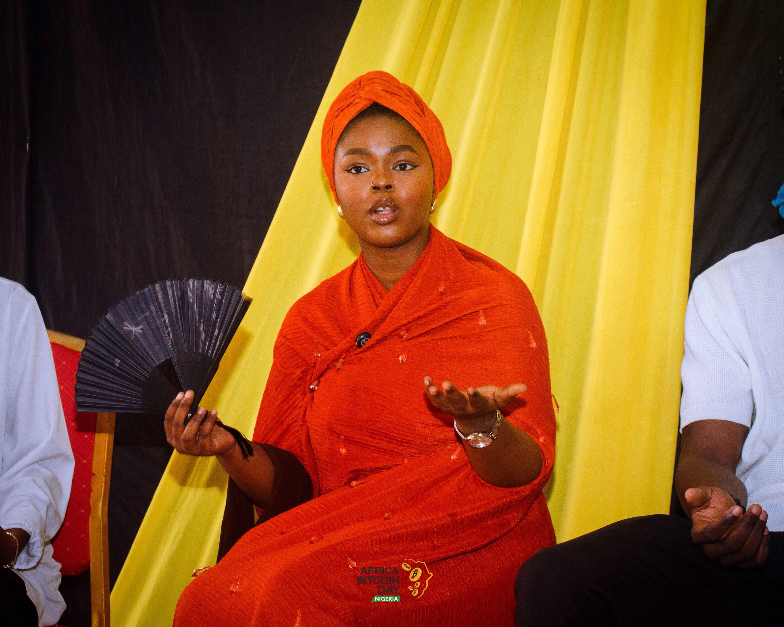 Halima speaking on a panel at Africa Bitcoin Day Nigeria