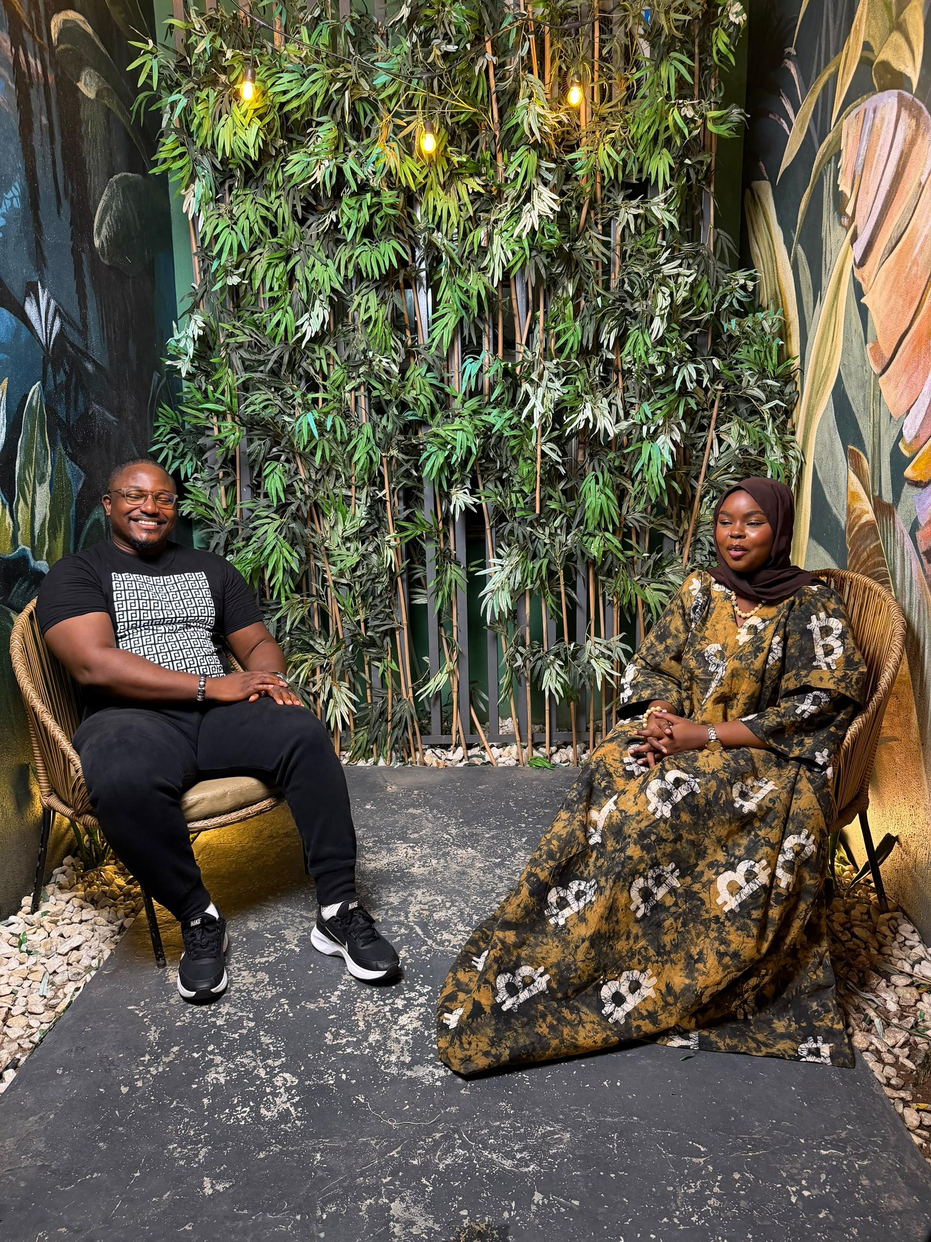 Halima recording an episode with a guest